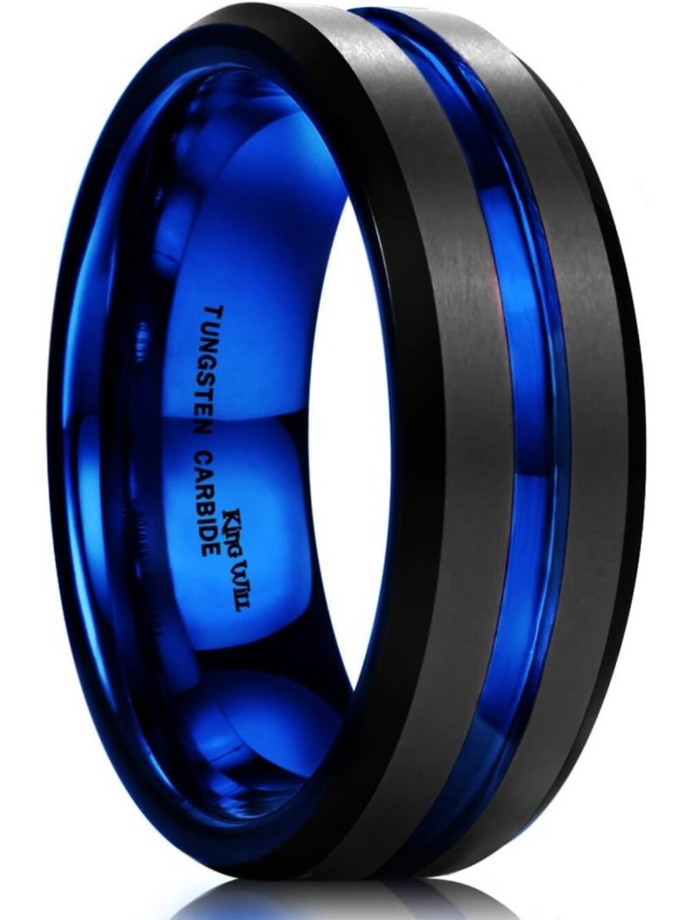 Stylish Men's Tungsten Ring - Two Tone Grooved Design, Durable & Modern Fashion